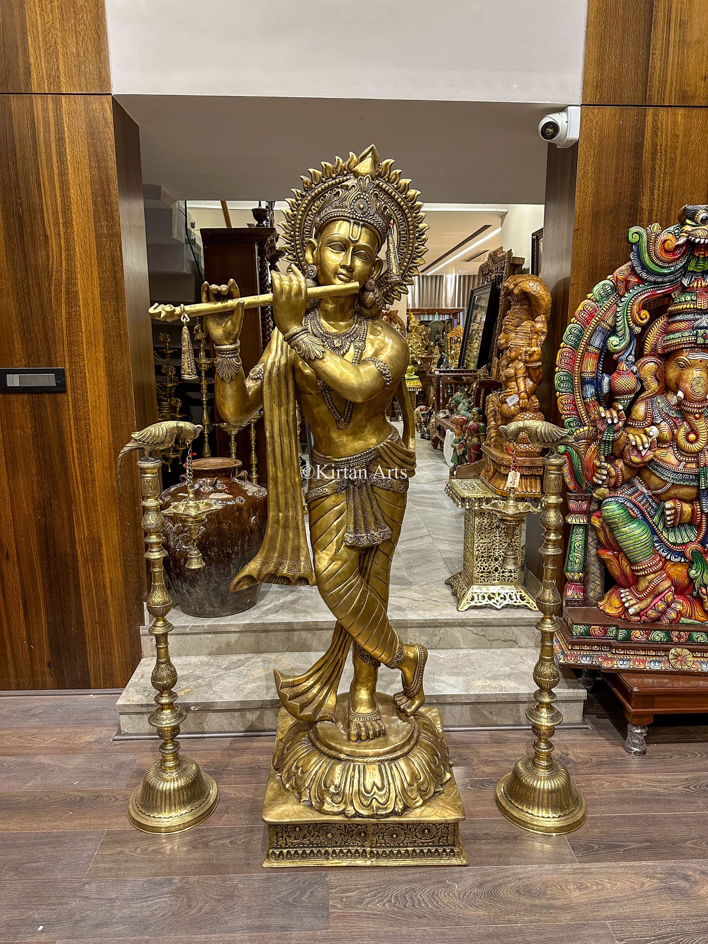 Large Lord Krishna Brass Murti | 6.5 ft