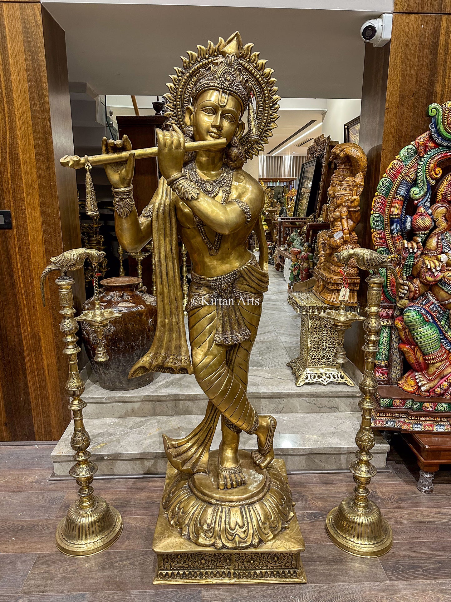 Large Lord Krishna Brass Murti | 6.5 ft