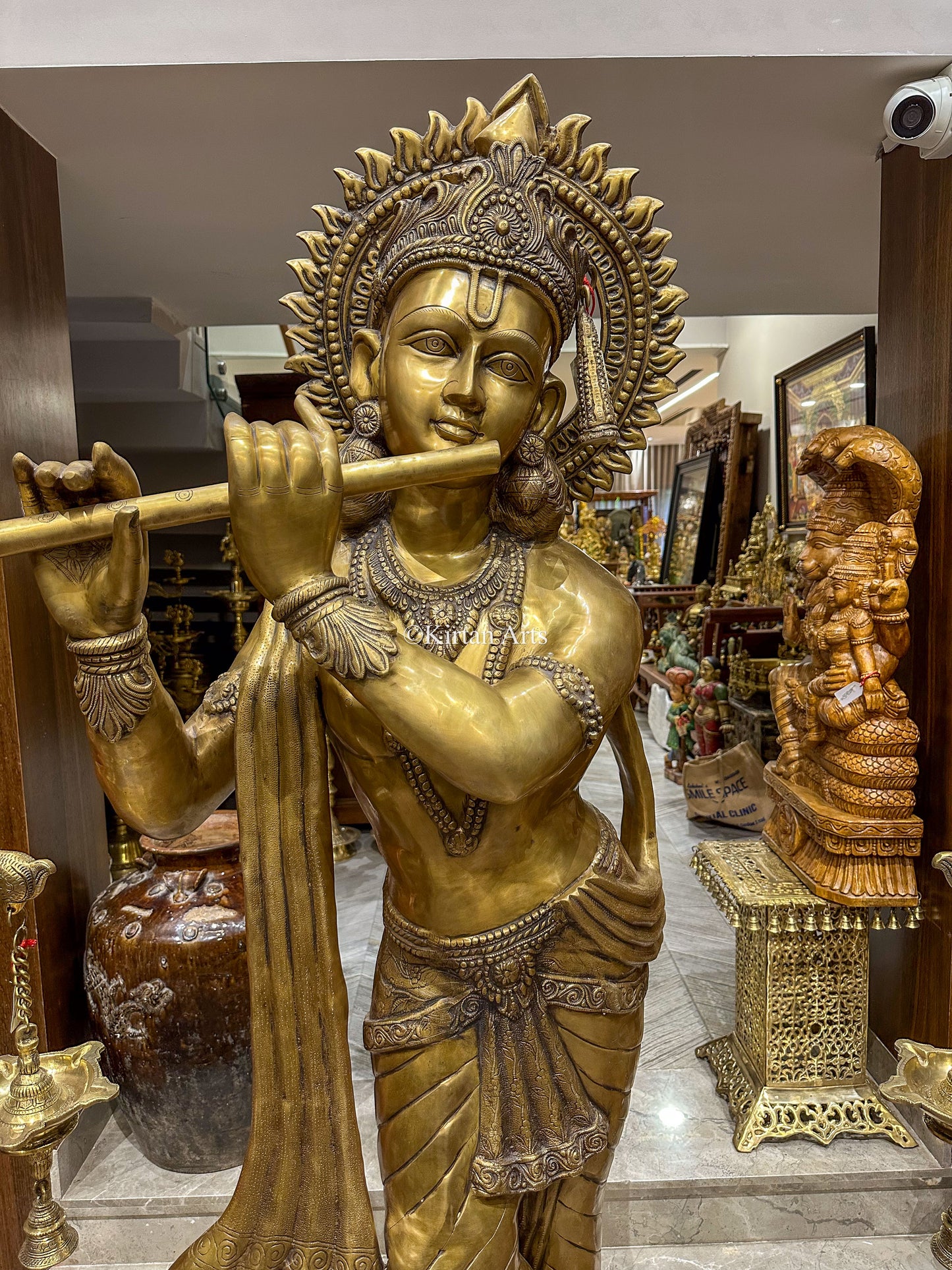 Large Lord Krishna Brass Murti | 6.5 ft