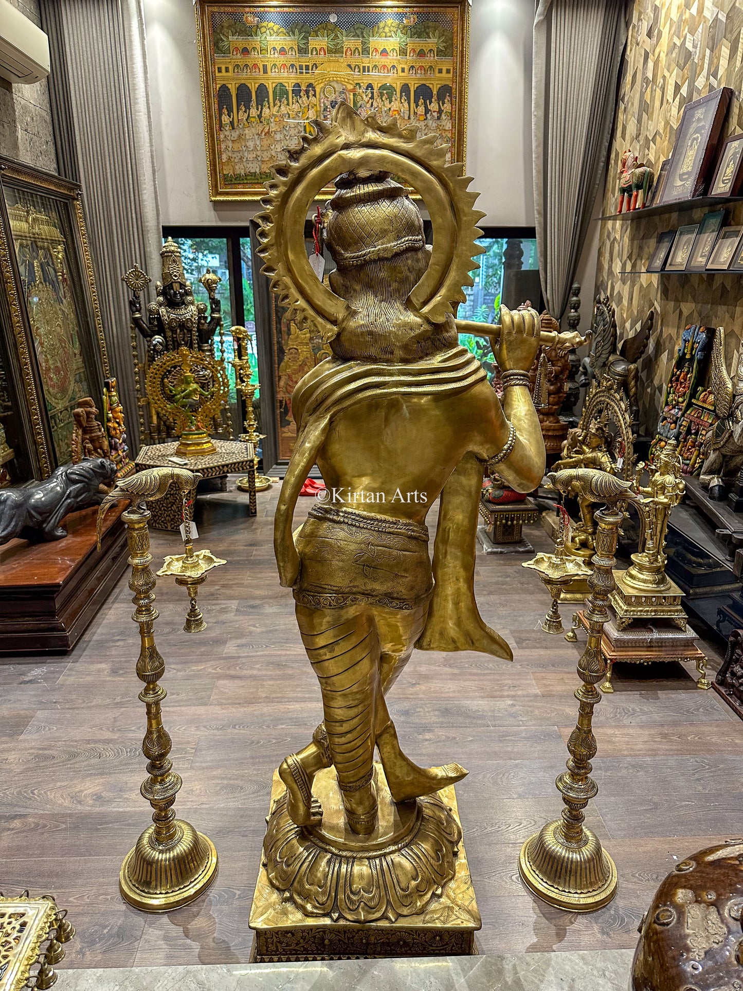 Large Lord Krishna Brass Murti | 6.5 ft