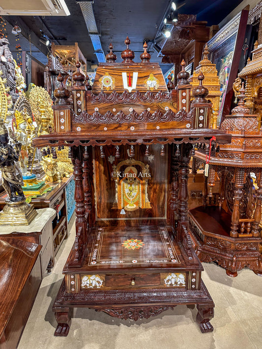 Rosewood Mandir 52" Tirupati Balaji Inlay