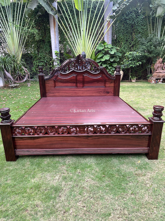 Rosewood King Bed | Handcarved | 6.6x6 ft