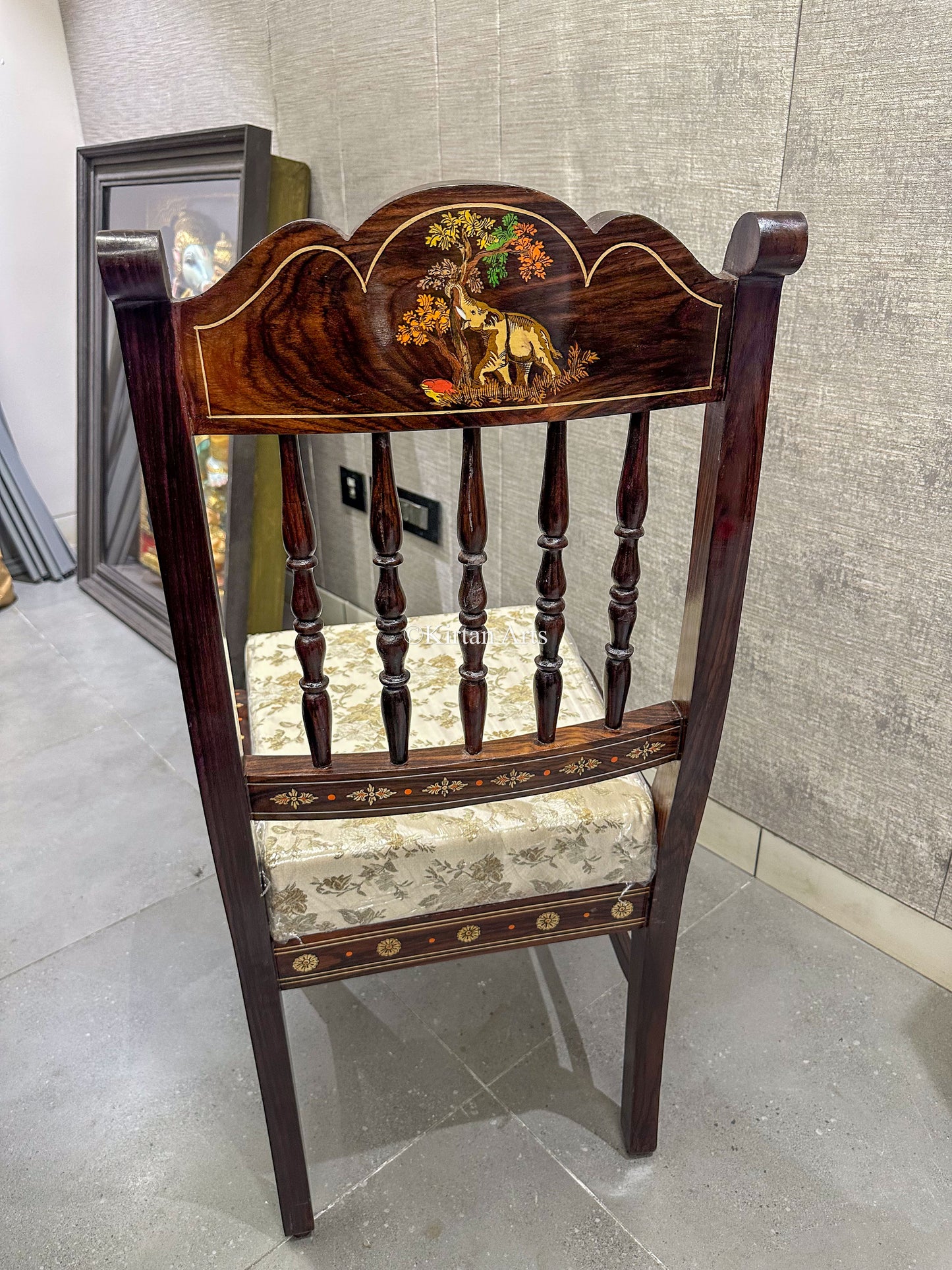 Rosewood Dining 6 Seater Set | Jungle Theme Inlay | 6x4 ft