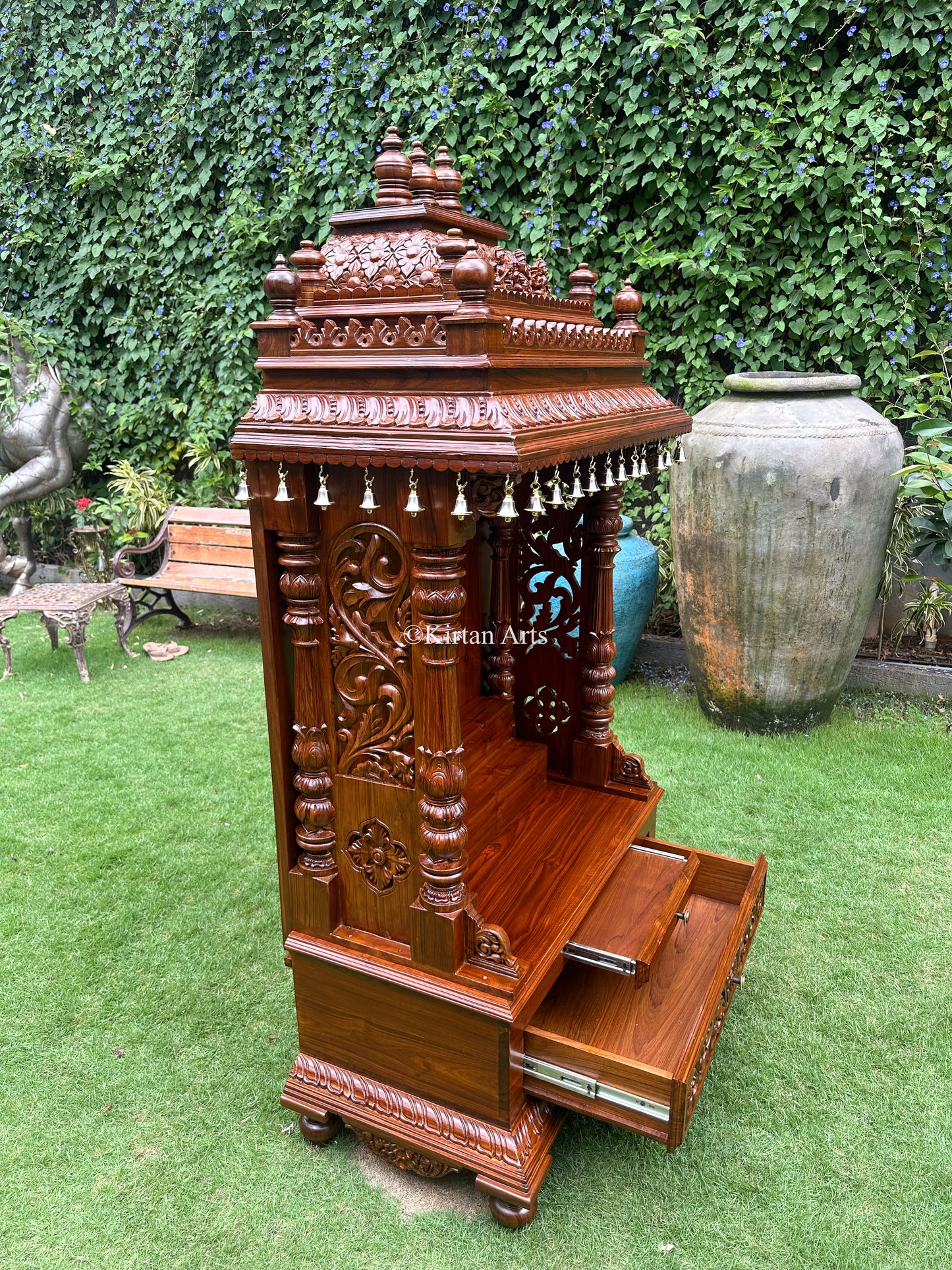 Teakwood Carved Mandir | 6x3x2 ft