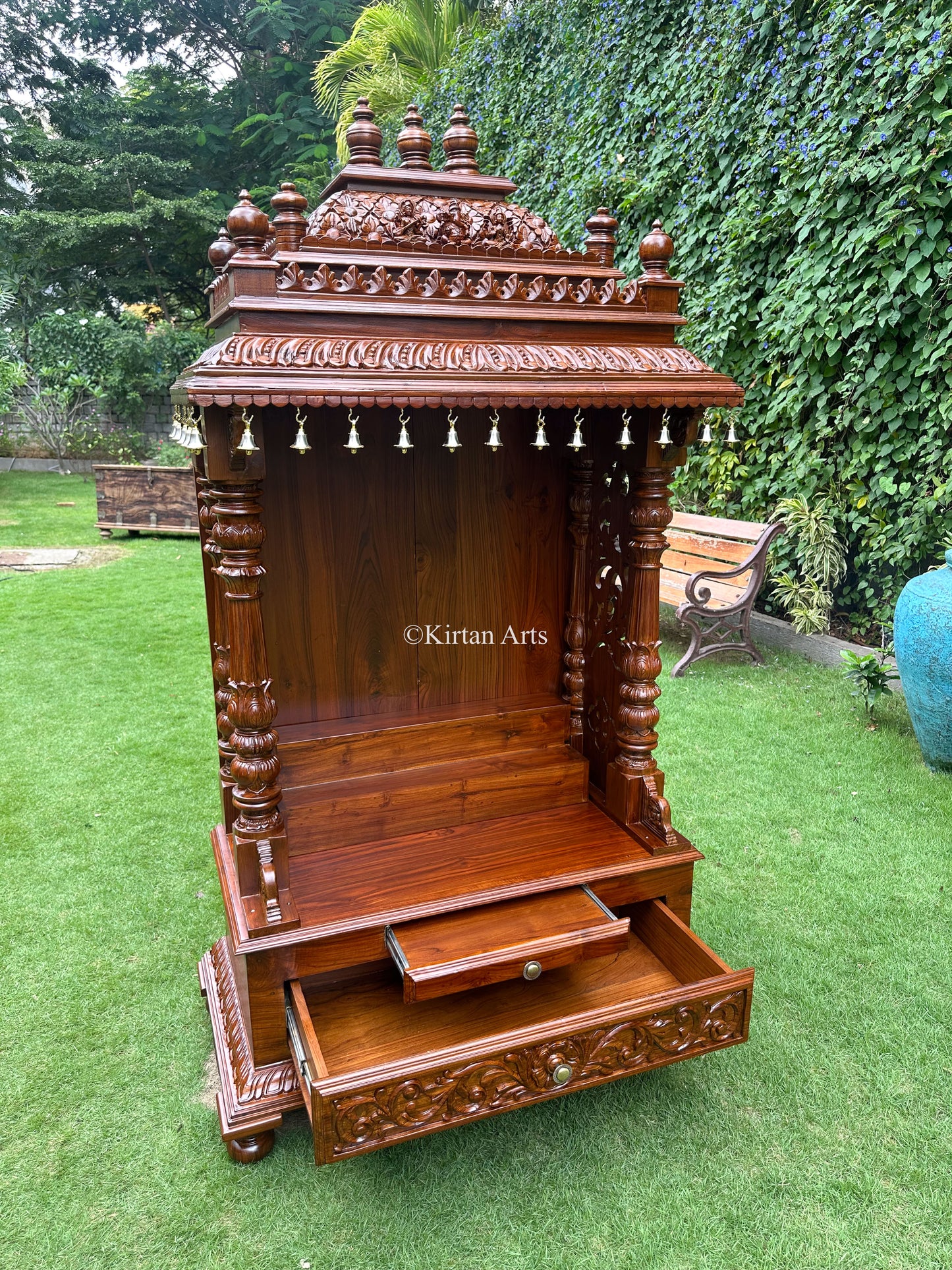 Teakwood Carved Mandir | 6x3x2 ft