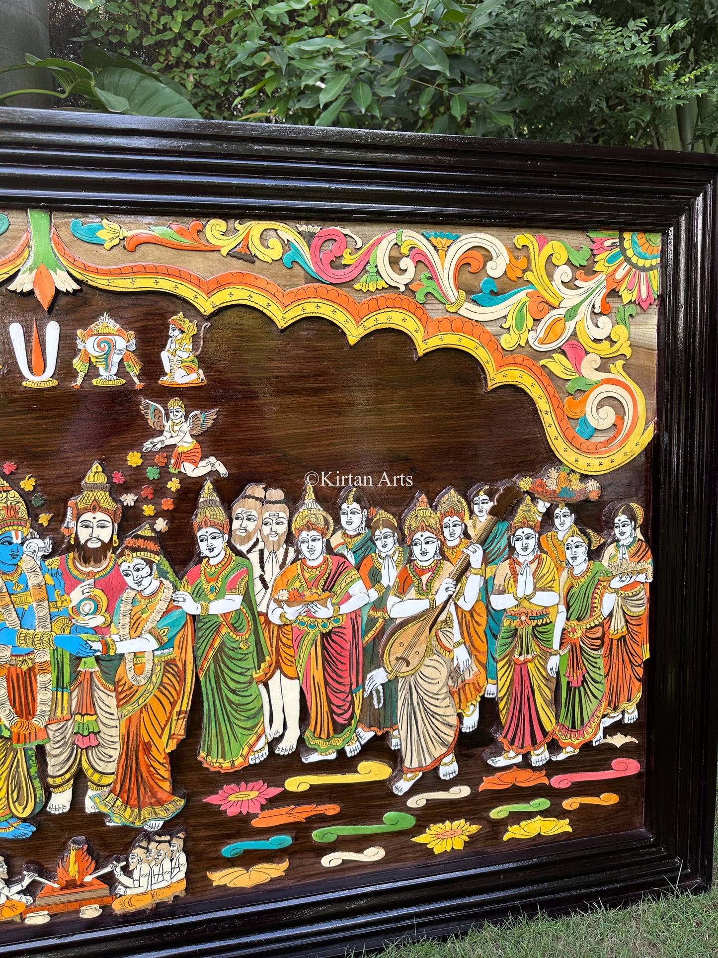 Srinivasa Kalyanam Panel | Teakwood Frame | Embossed Work | 5x3 ft