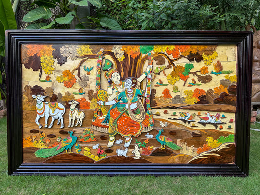 RadhaKrishna Wall Panel | Embossed Artwork | 3x5 ft