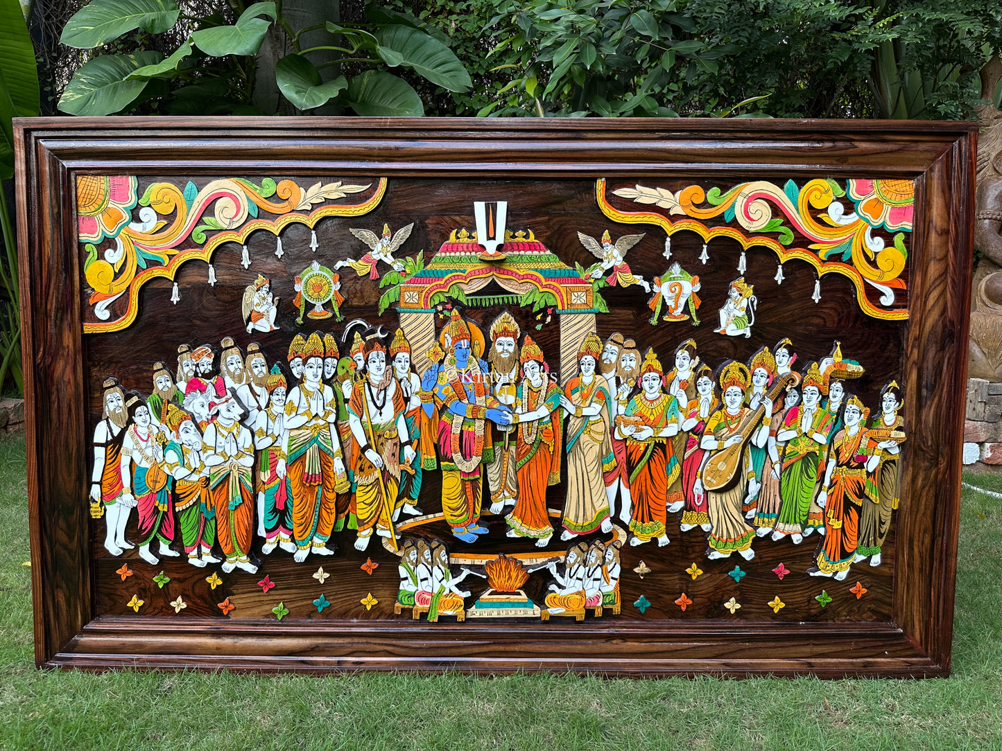 Srinivasa Kalyanam Panel | Rosewood Frame | Embossed Work | 5x3 ft