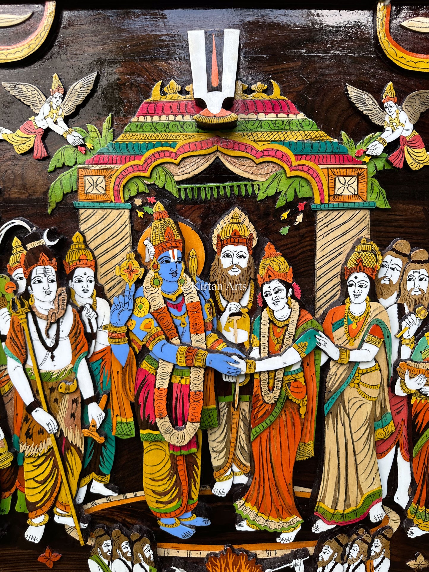 Srinivasa Kalyanam Panel | Rosewood Frame | Embossed Work | 5x3 ft