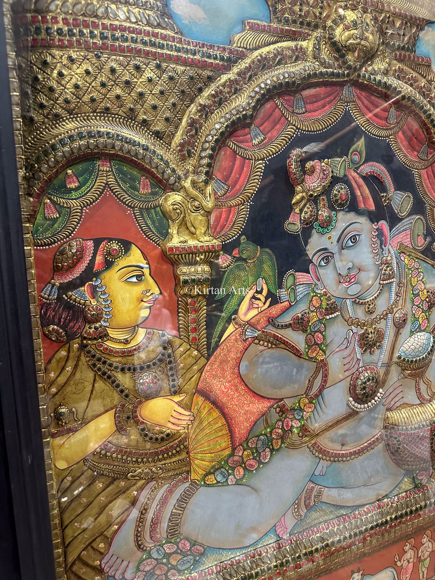 Navaneeta Krishna Tanjore Painting | Antique Finish | 4x3 ft