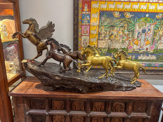7 Lucky Horses Brass Sculpture | Feng Shui and Vastu Compliant Sculpture
