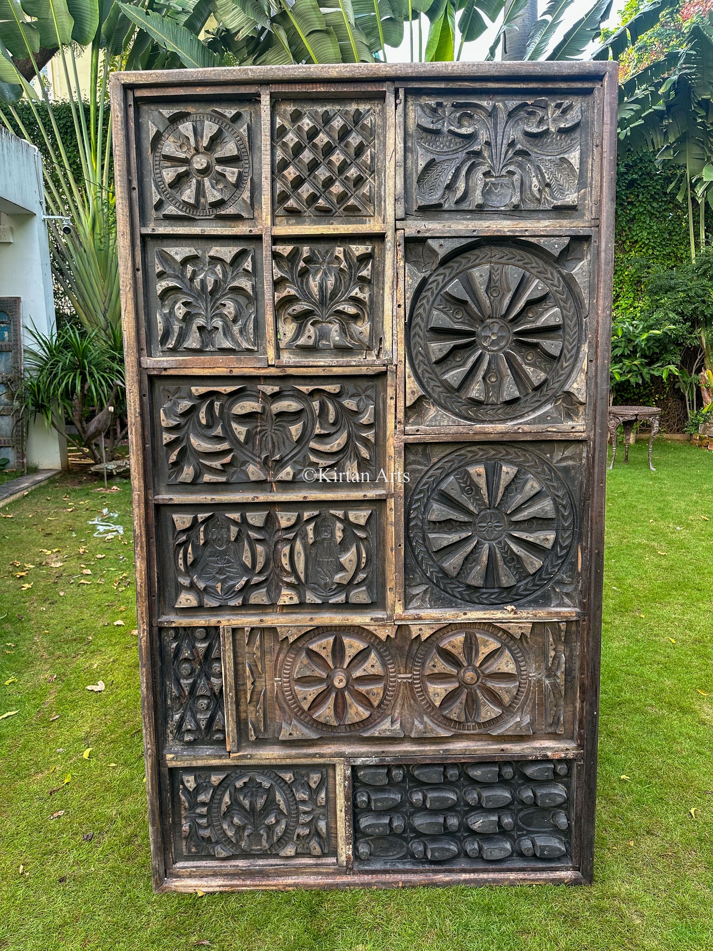 Antique Wooden Panel | Repurposed Printing Blocks | 7x4 ft