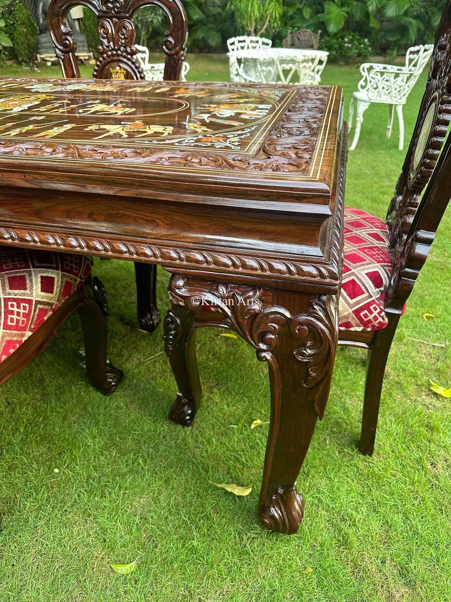 Rosewood Carved Dining Set | 4 Seater | 5x3 ft