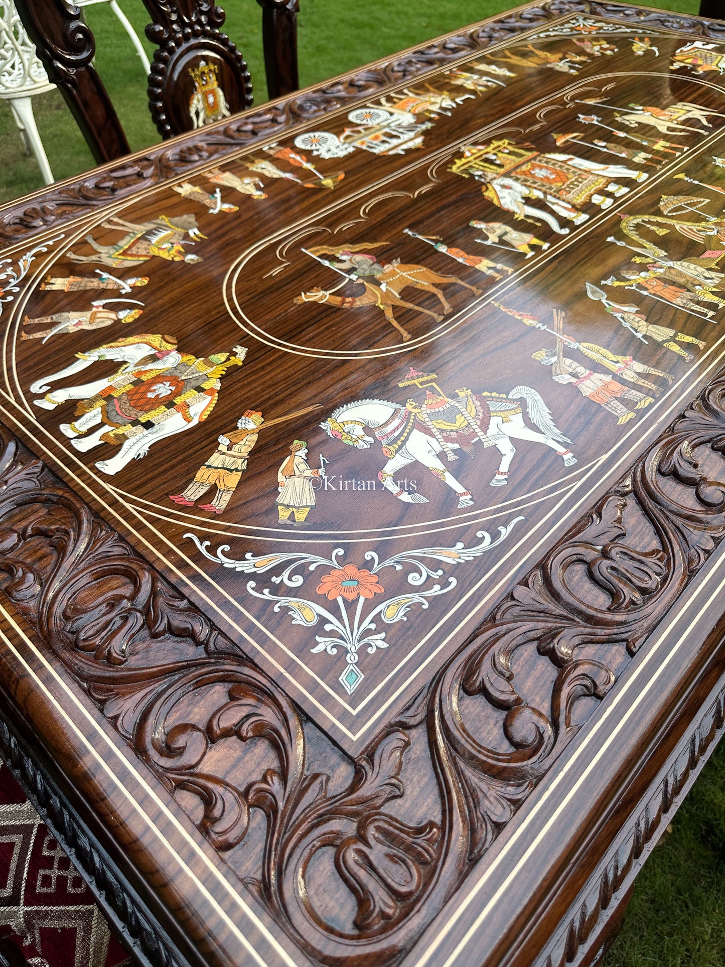 Rosewood Carved Dining Set | 4 Seater | 5x3 ft