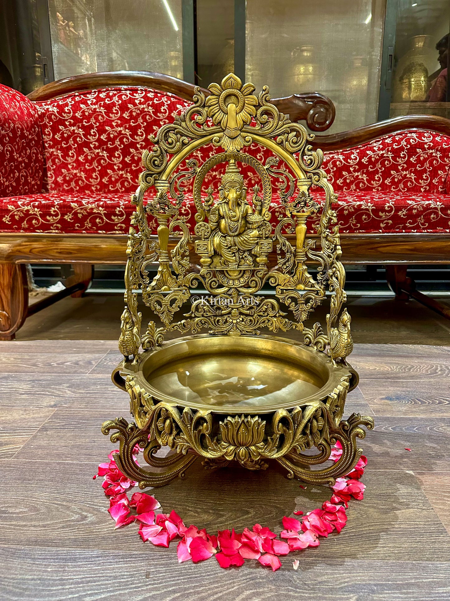 Bronze Lord Ganesha Urli | 26.5"