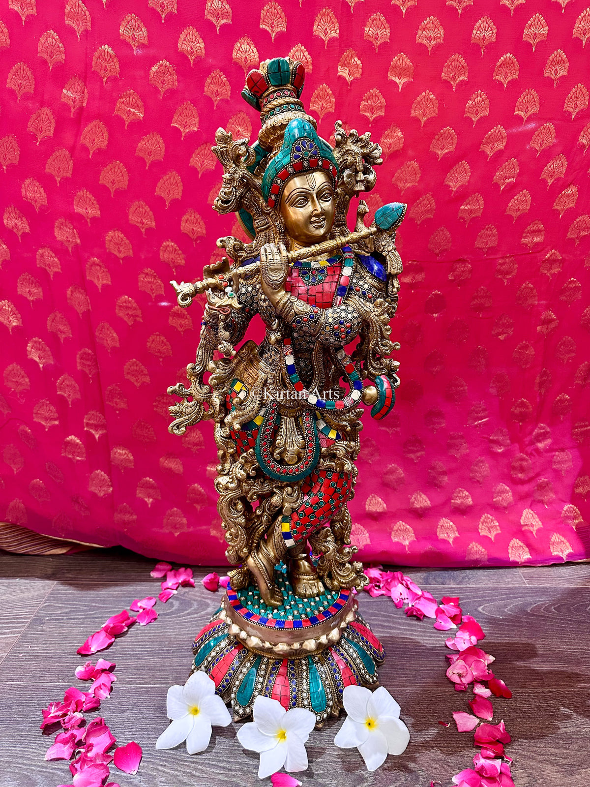 Brass RadhaKrishna Set | Meenakari Work | 29"
