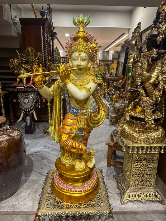 Lord Krishna w Flute, Festive Colours | 3ft