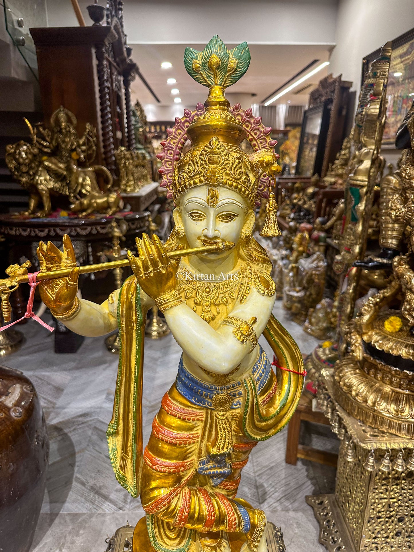 Lord Krishna w Flute, Festive Colours | 3ft