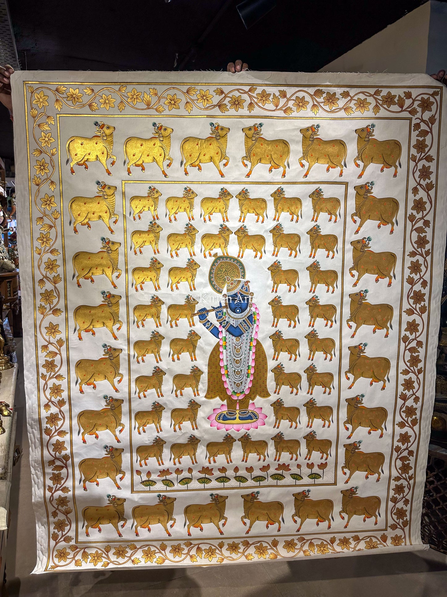 Shrinathji with Cows in Gold Pichwai | 5x4ft