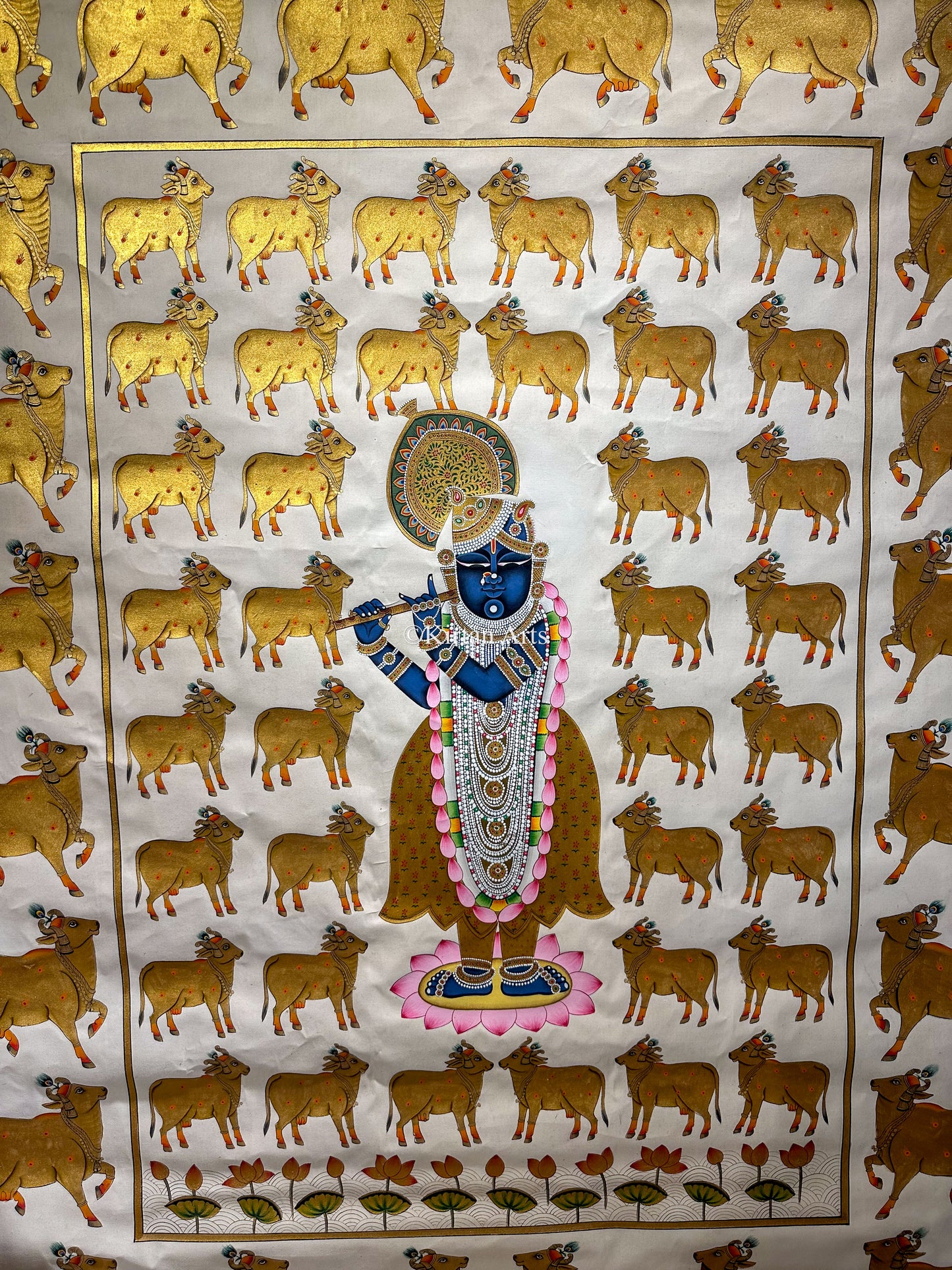 Shrinathji with Cows in Gold Pichwai | 5x4ft