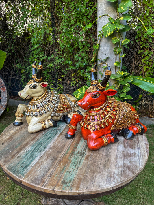 Wooden Nandi | Hand carved | Festive Colors | 22"