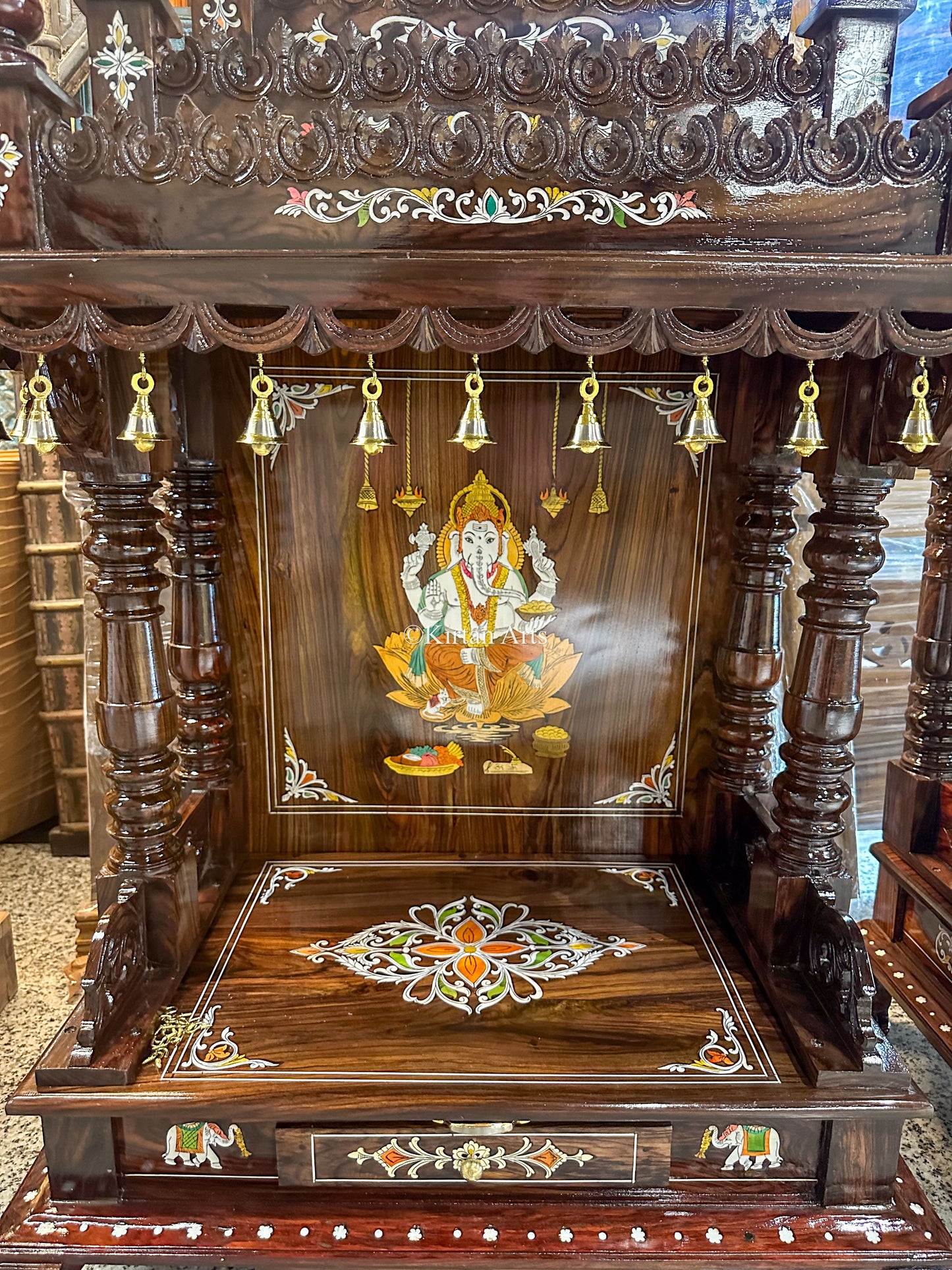 Rosewood Mandir 54" Lord Ganesha Inlay