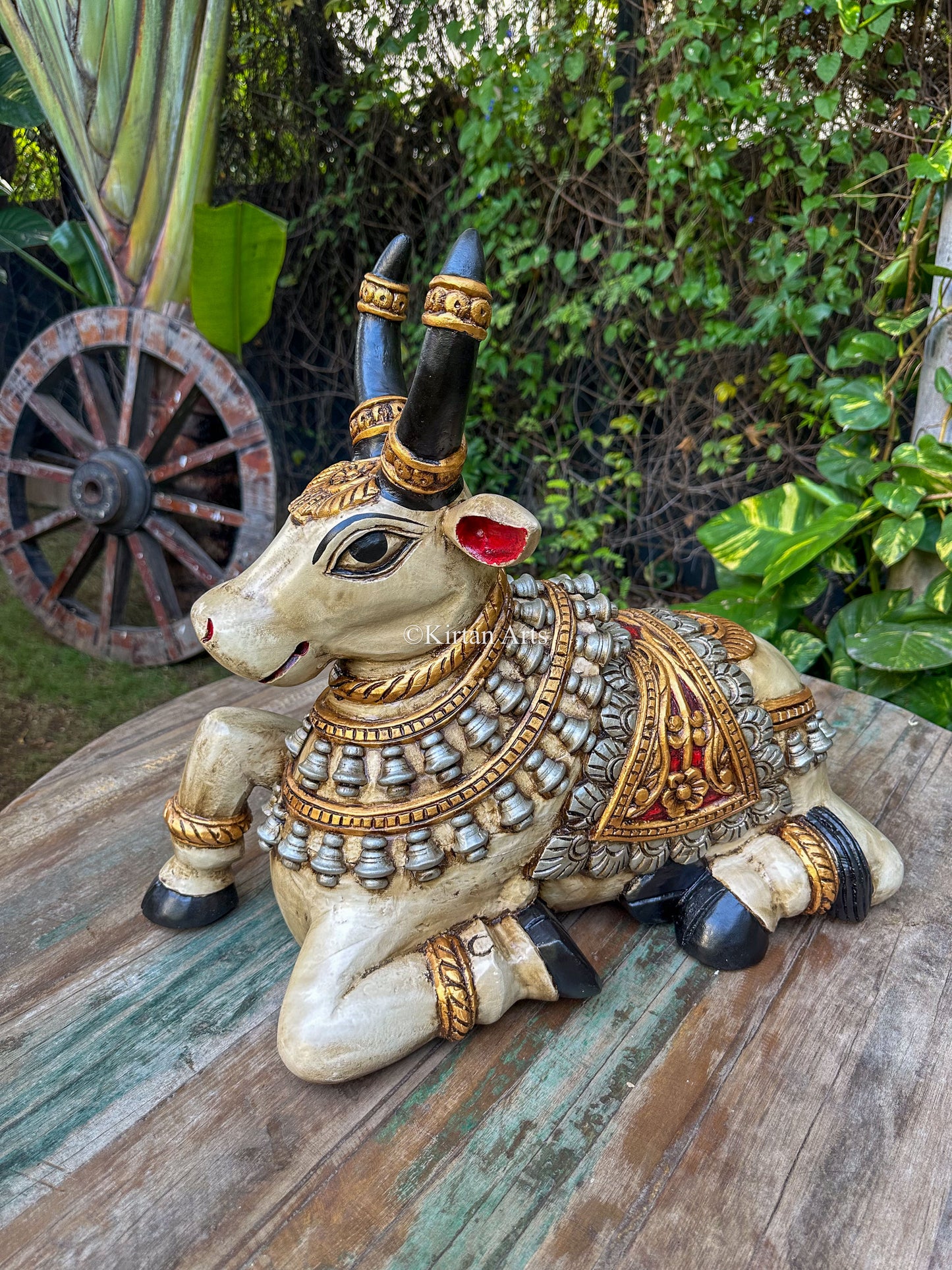 Wooden Nandi | Hand carved | Festive Colors | 22"