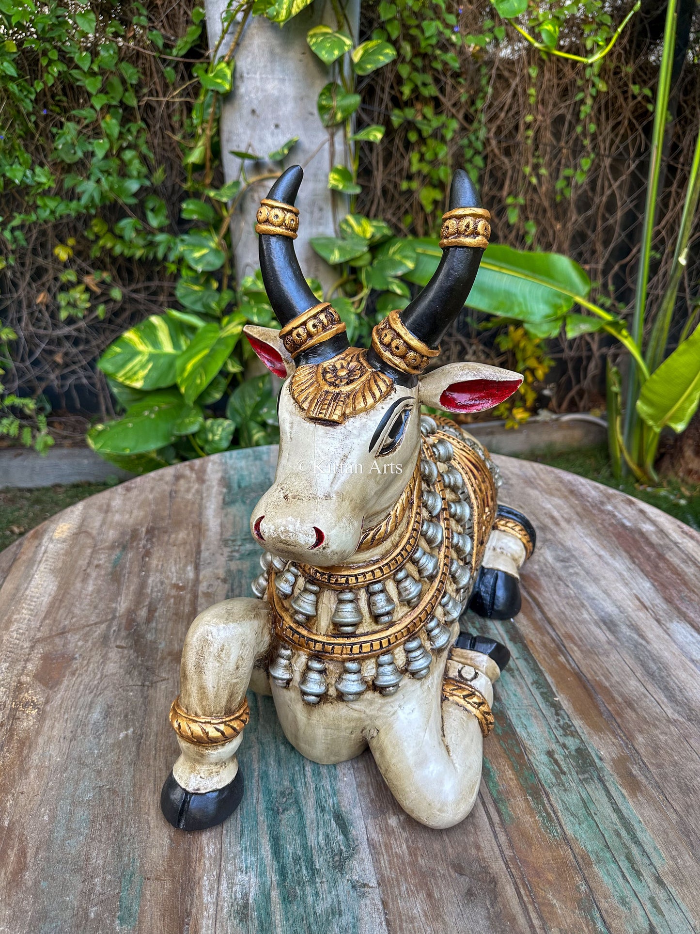 Wooden Nandi | Hand carved | Festive Colors | 22"