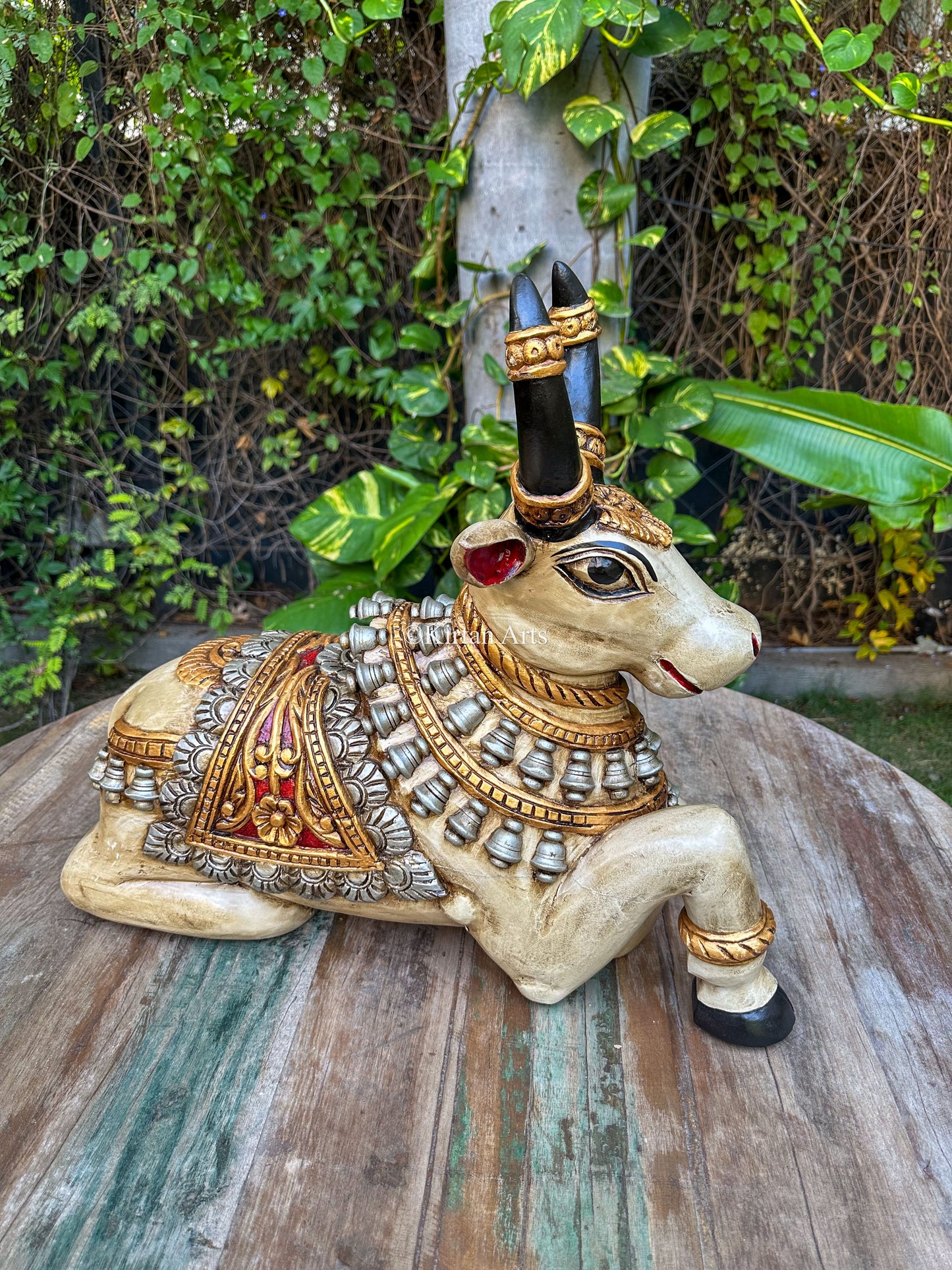 Wooden Nandi | Hand carved | Festive Colors | 22"
