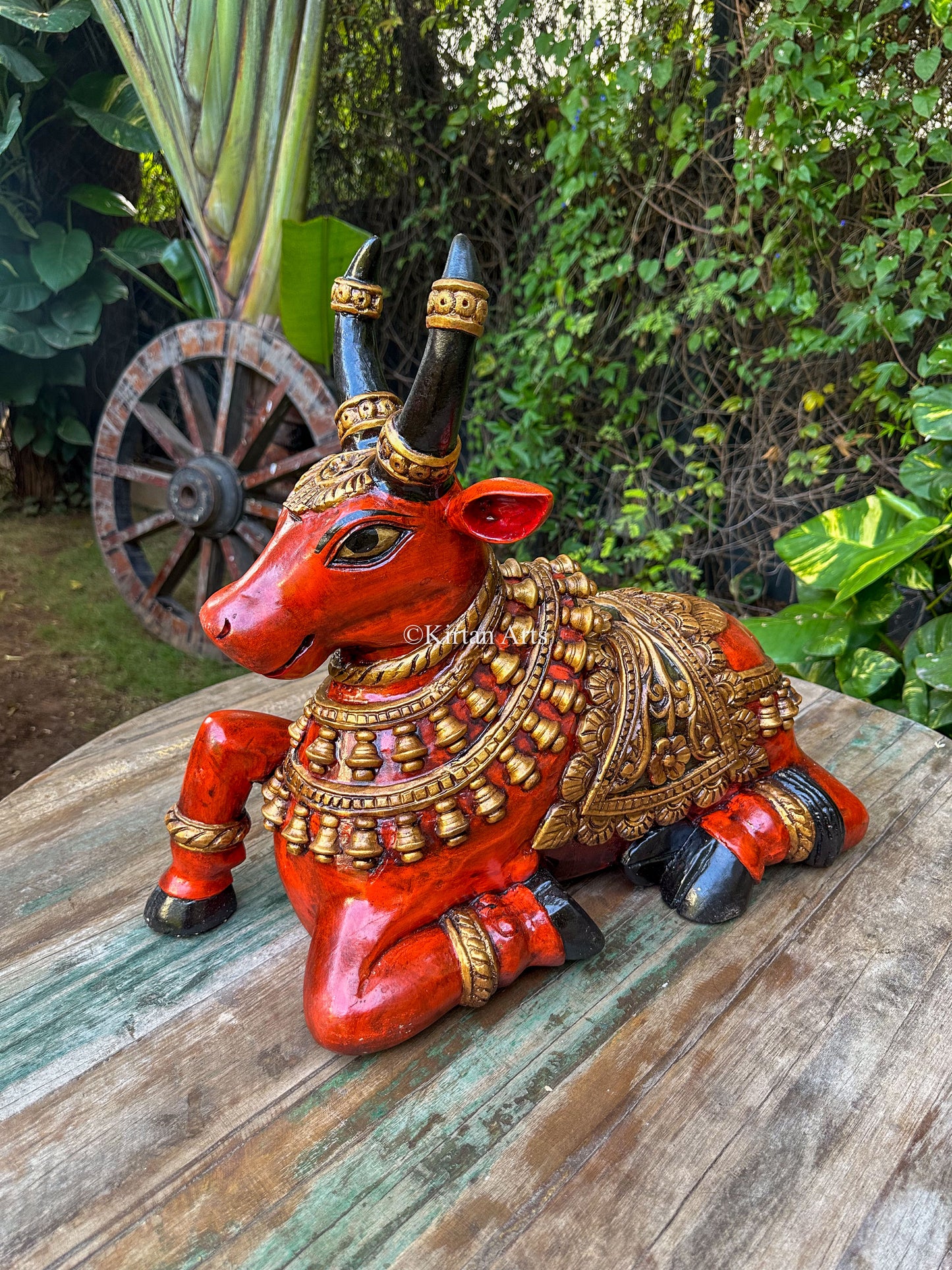 Wooden Nandi | Hand carved | Festive Colors | 22"