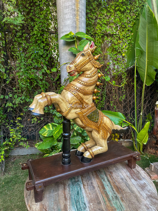Wooden Horse | White and Gold Hues | 41"