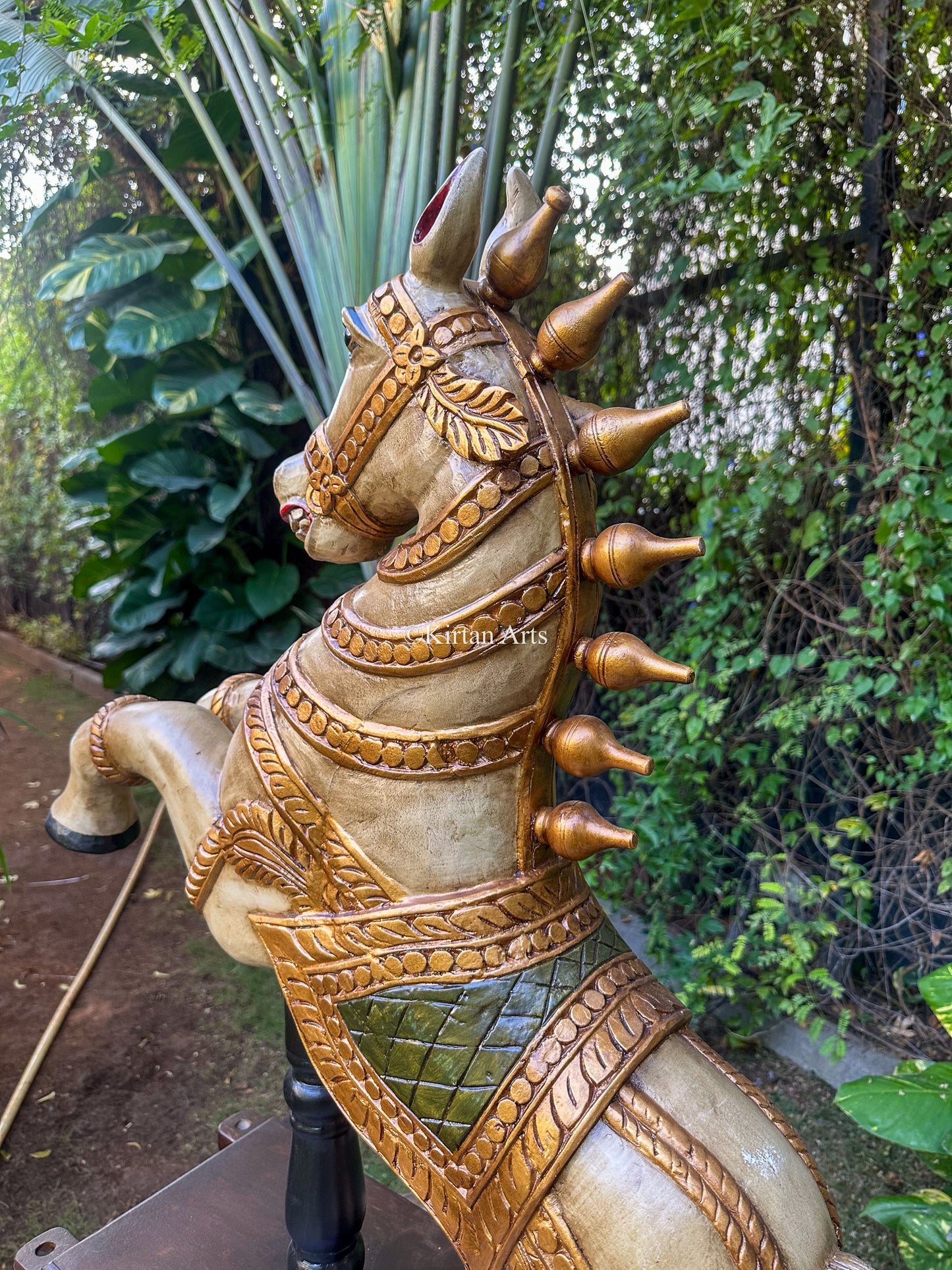 Wooden Horse | White and Gold Hues | 41"