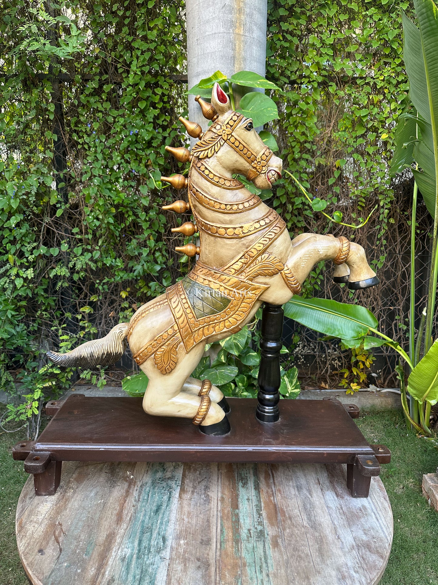 Wooden Horse | White and Gold Hues | 41"