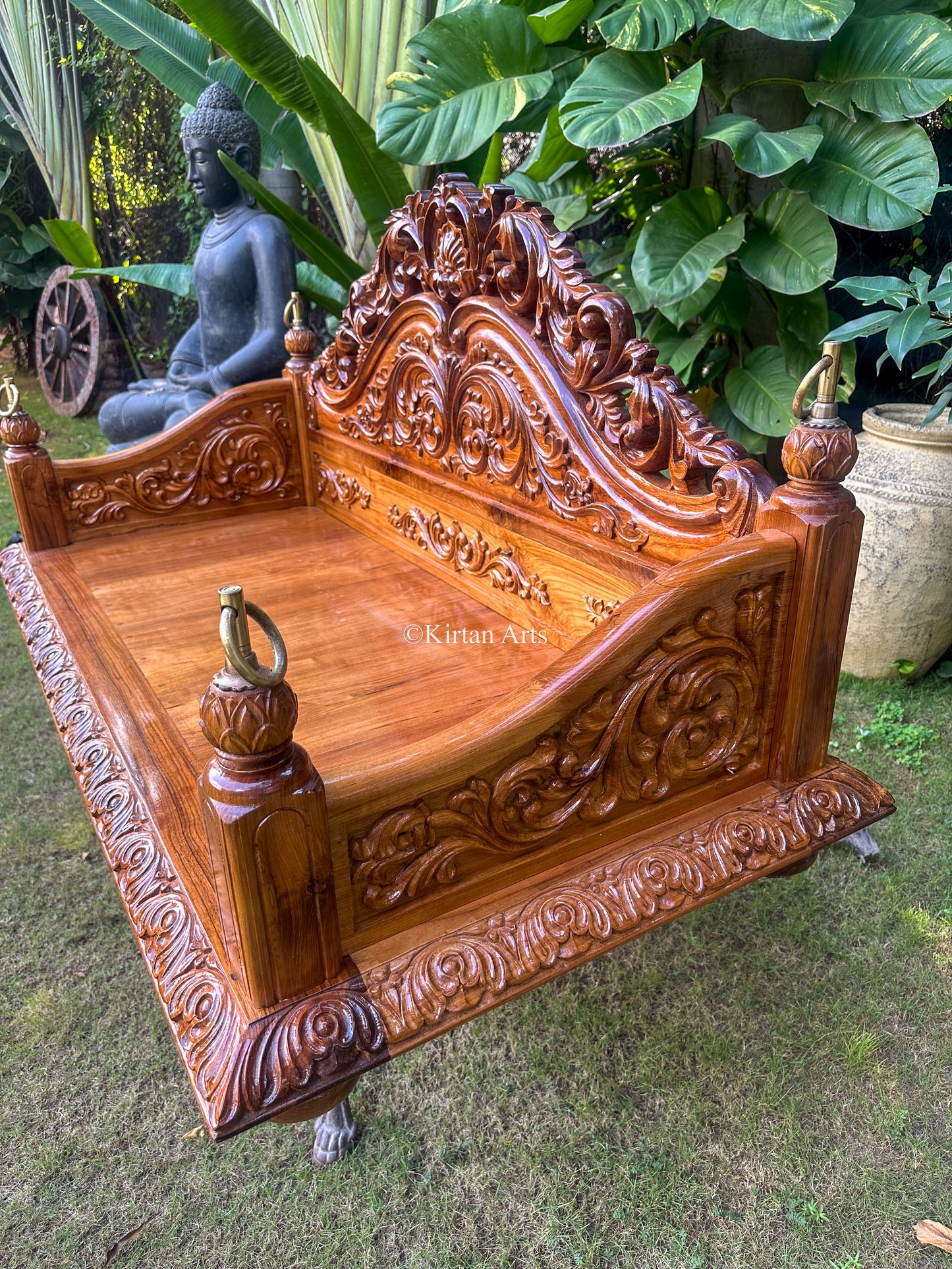 Teakwood Carved Jhula/Swing/Oonjal | Foldable | 5x2 ft