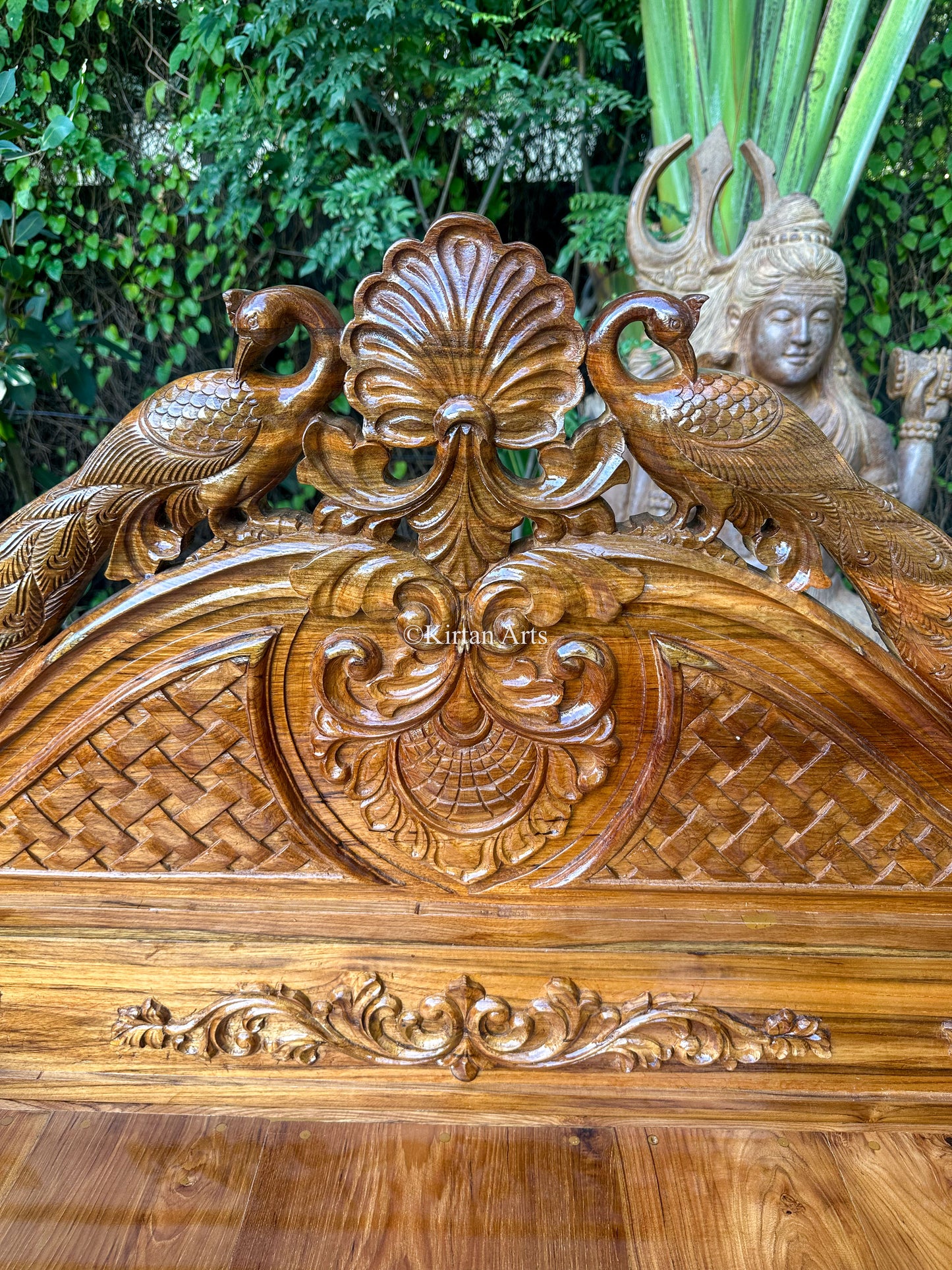 Teakwood Carved Jhula/Swing/Oonjal | Foldable | Peacocks | 5x2 ft