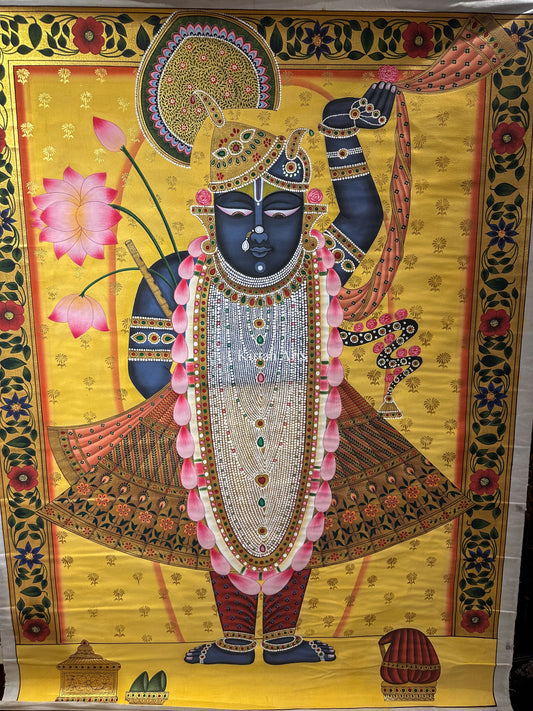 Shrinathji Pichwai Painting | 4x3 ft | Yellow Background