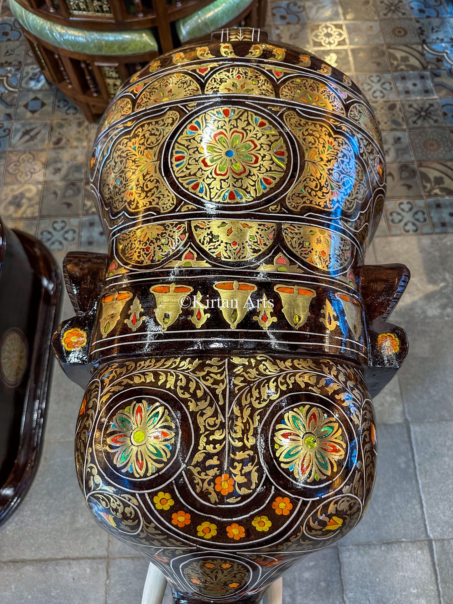 Rosewood Elephants w Pedestal | Brass Inlay | 37" | Pair