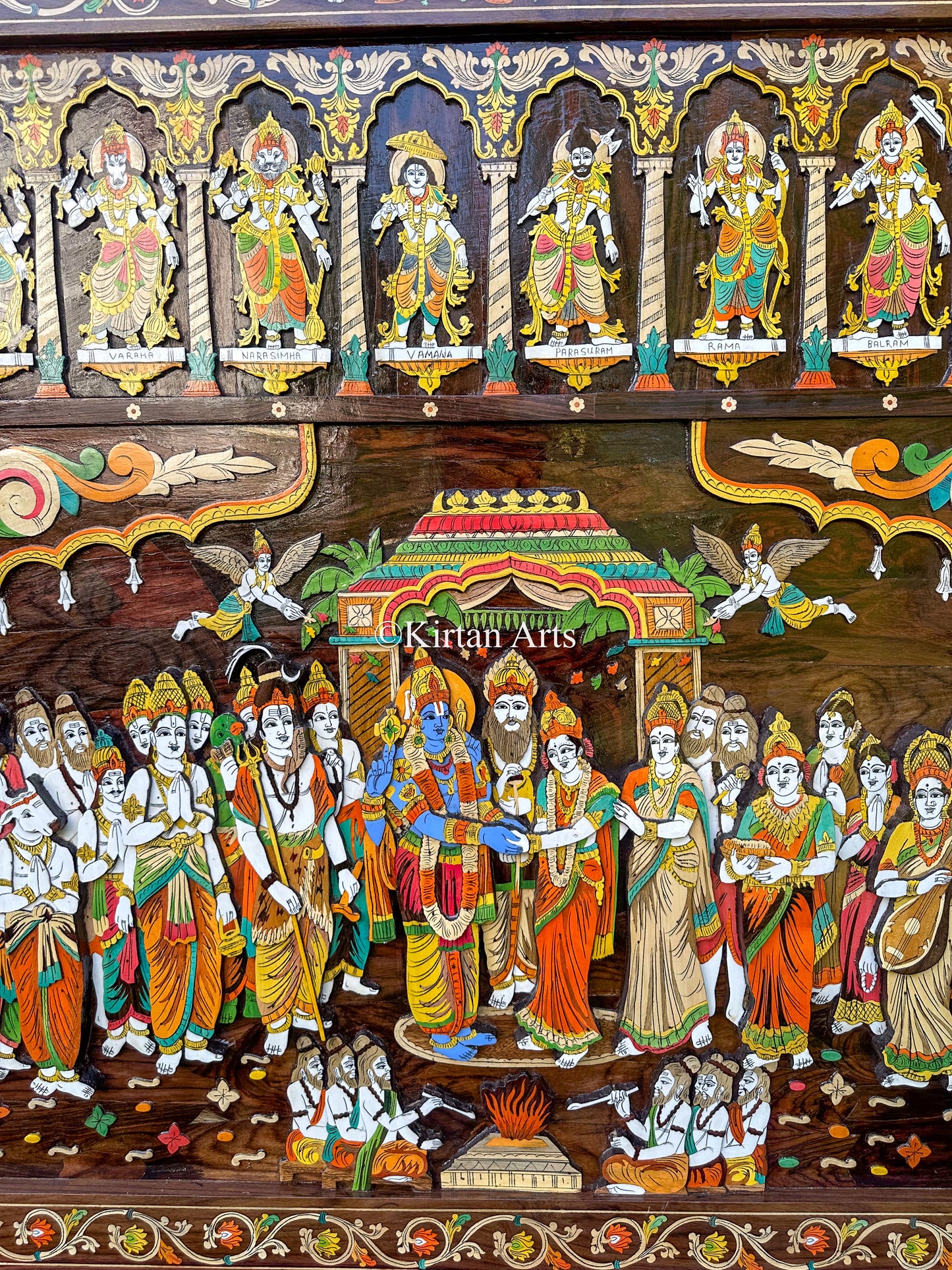 Srinivasa Kalyanam Rosewood Panel | 6x4 ft | Ashtalakshmi & Dasavtar