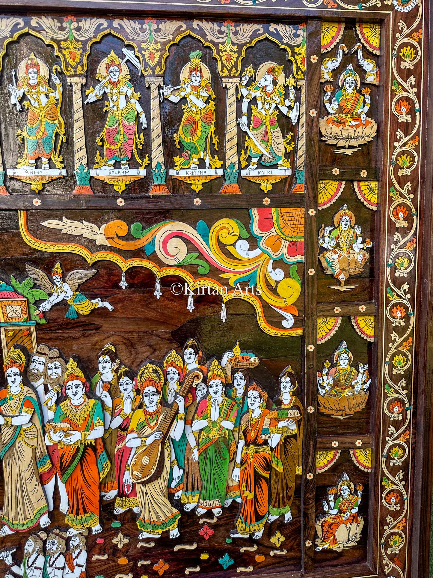 Srinivasa Kalyanam Rosewood Panel | 6x4 ft | Ashtalakshmi & Dasavtar