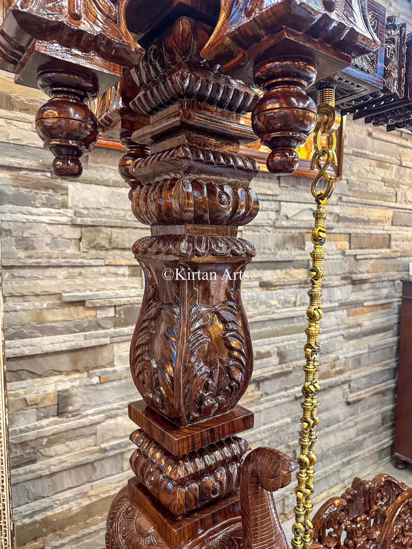 Rosewood Swing/Jhula/ Oonjal | Intricate Carvings| 7x7 ft | Pillars