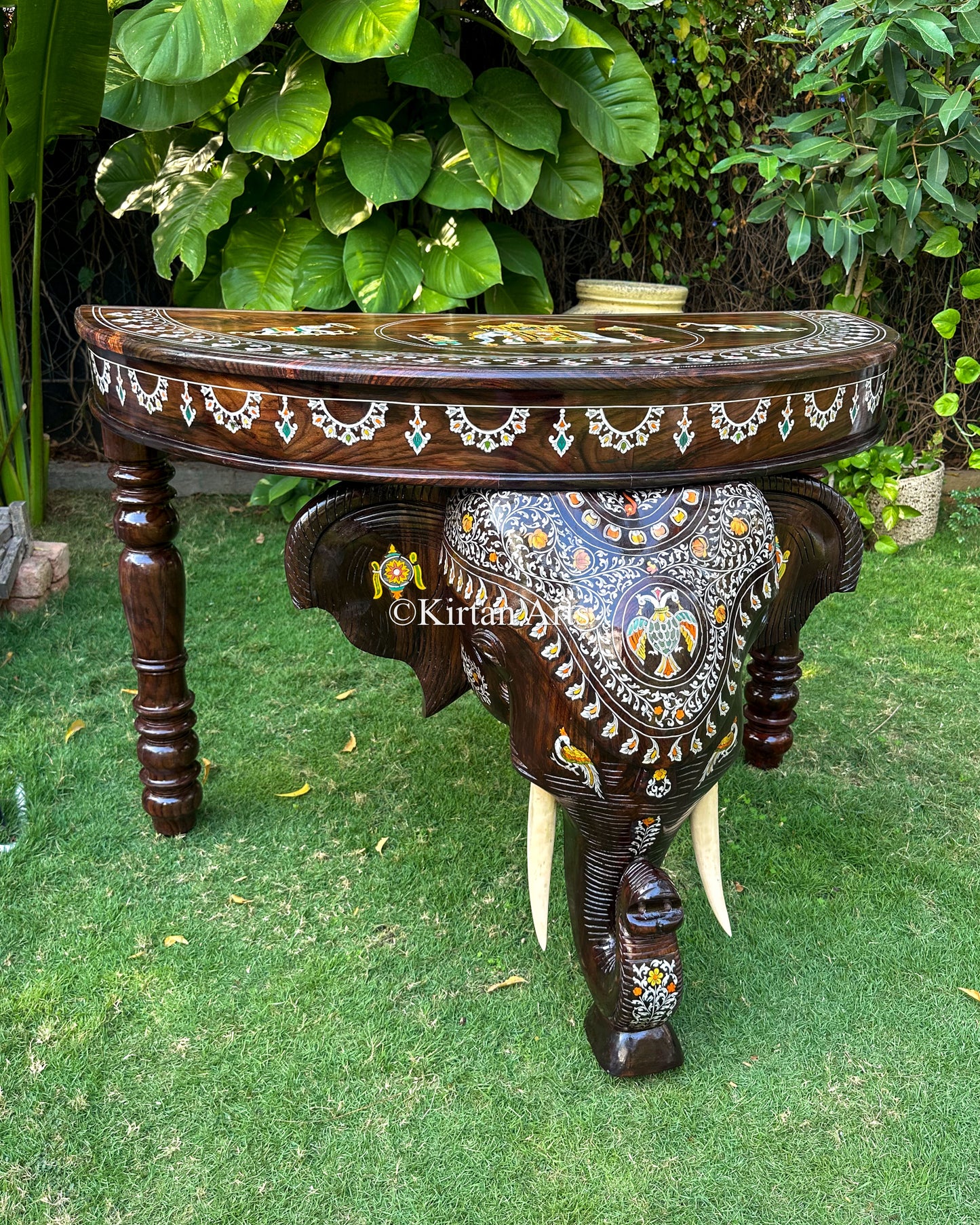 Rosewood Elephant Console Table | Large Size | Inlay Work | 48"