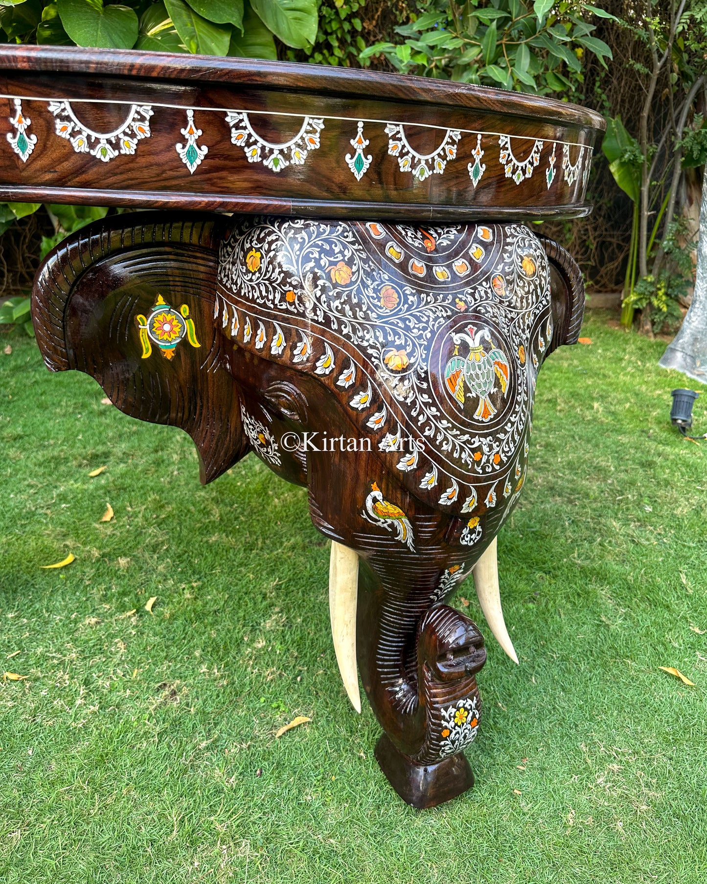 Rosewood Elephant Console Table | Large Size | Inlay Work | 48"