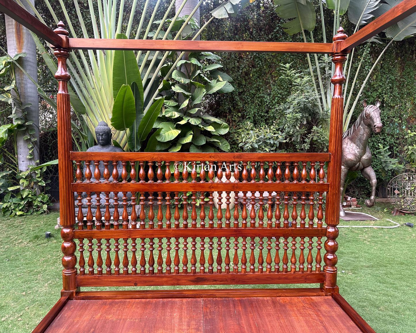 Teakwood King Spindle Poster Bed | 84"x72" Mattress Size
