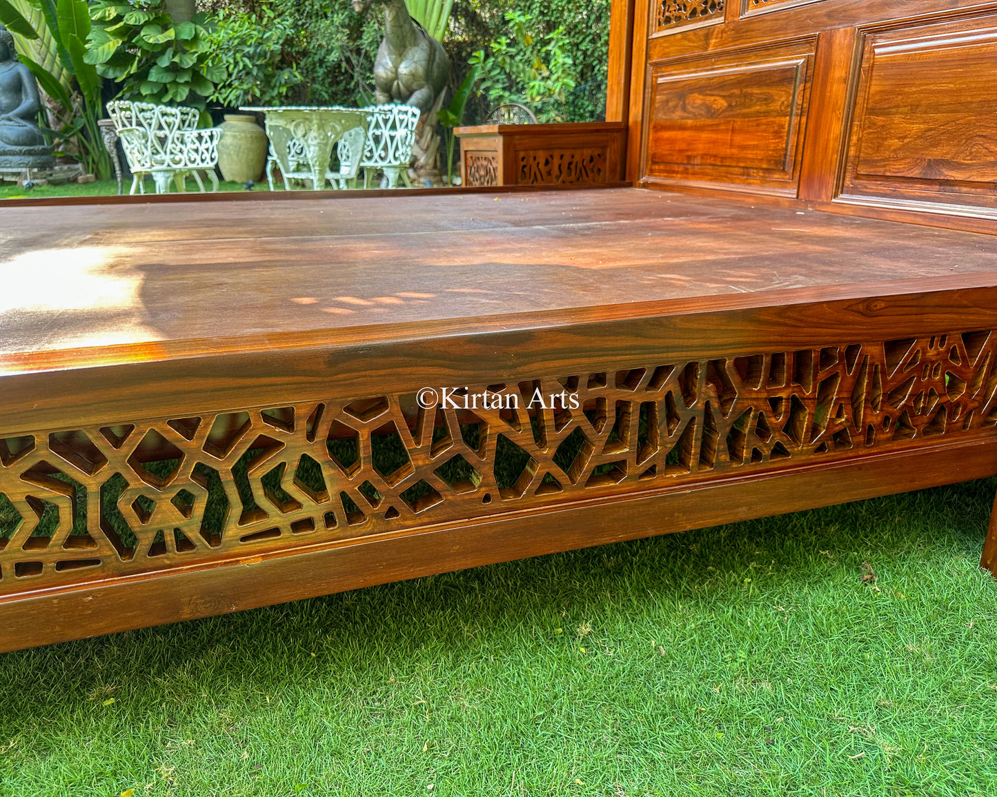 Royal Teakwood King Poster Bed | Lattice Design | 78"x72" Mattress Size