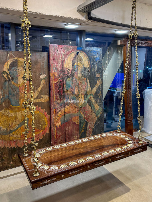 Rosewood Swing/Jhula/ Oonjal Plank | 5x2 ft | Elephant Inlay