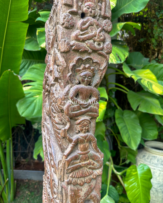 Antique Hand-Carved Pillar Bracket – Mounted Vintage Element | One of a Kind