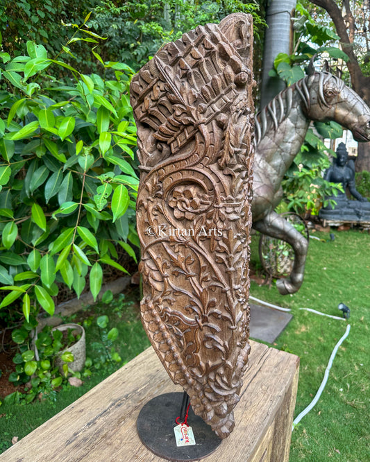 Antique Hand-Carved Pillar Bracket – Mounted Vintage Curio