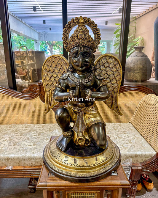 Grand Brass Hand-Finished Garuda Sculpture – Divine Protector in Bronze Finish (45kg)