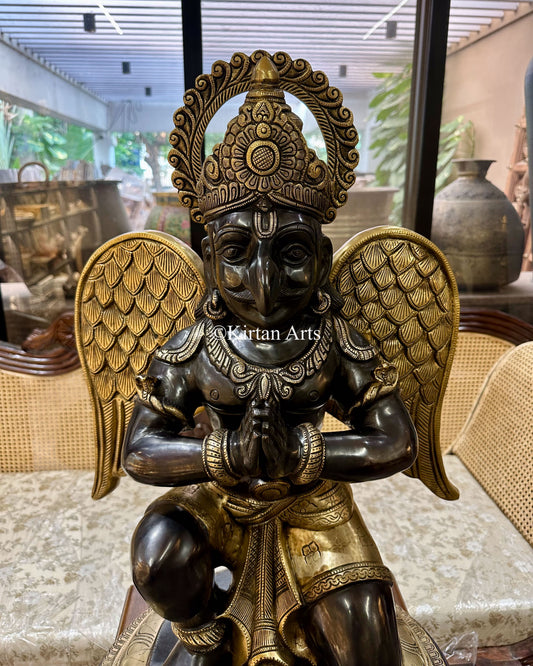 Grand Brass Hand-Finished Garuda Sculpture – Divine Protector in Bronze Finish (45kg)