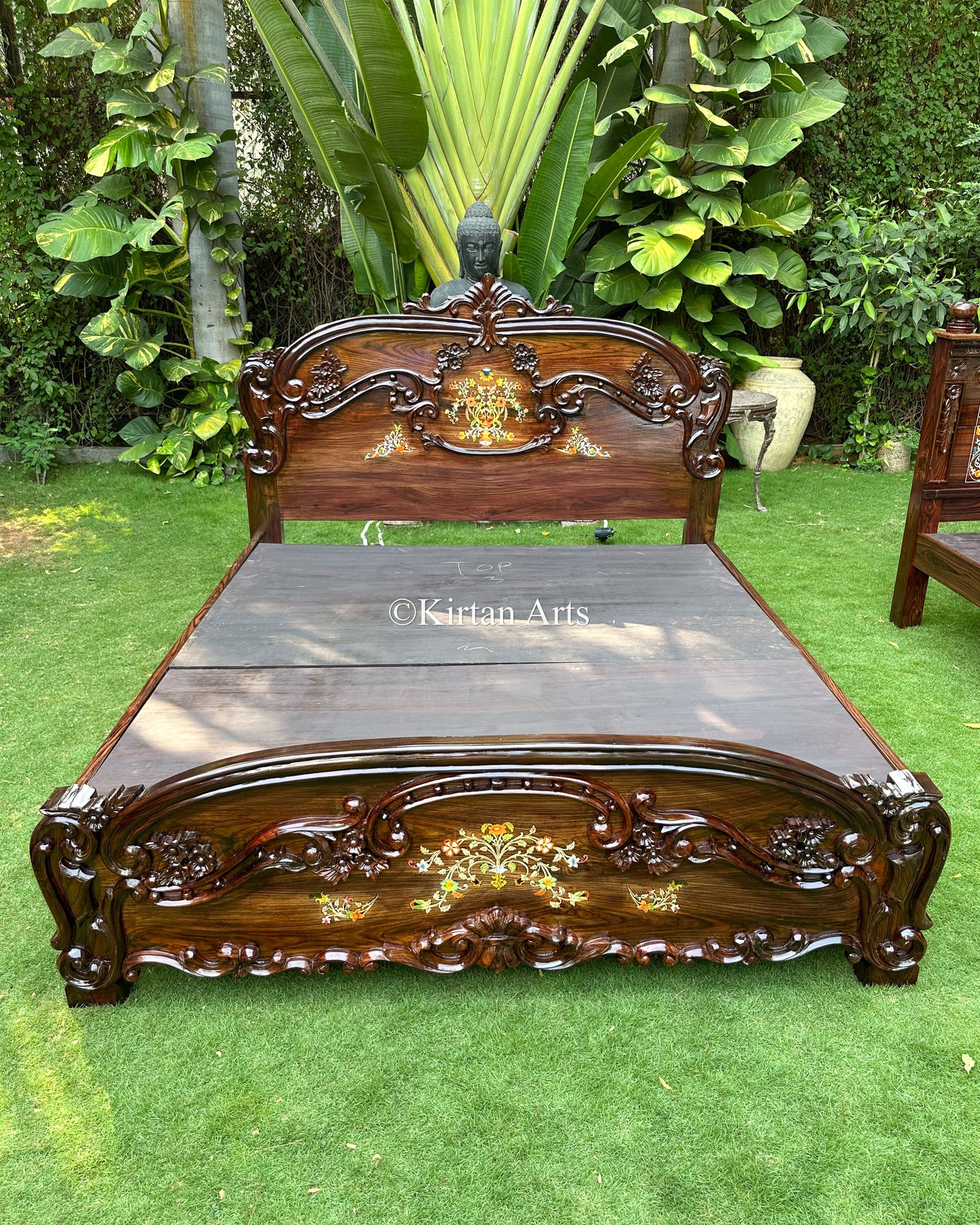 Hand-Carved Rosewood King Bed | Victorian Style | 6.6x6 ft